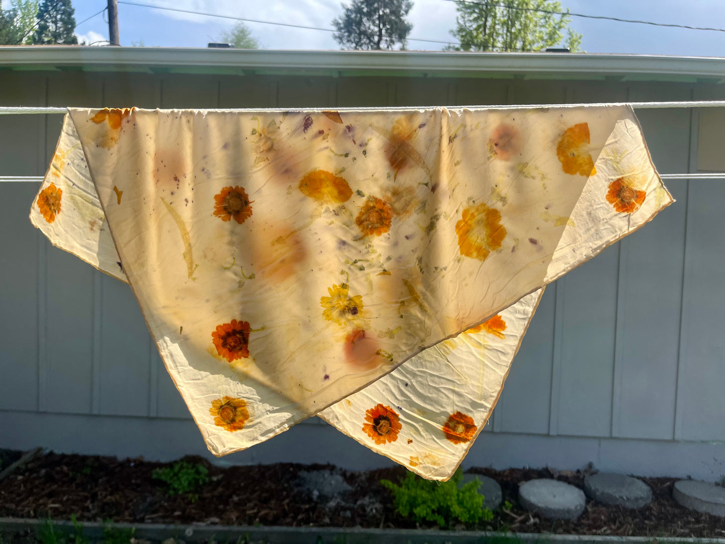 Silk botanical print scarf