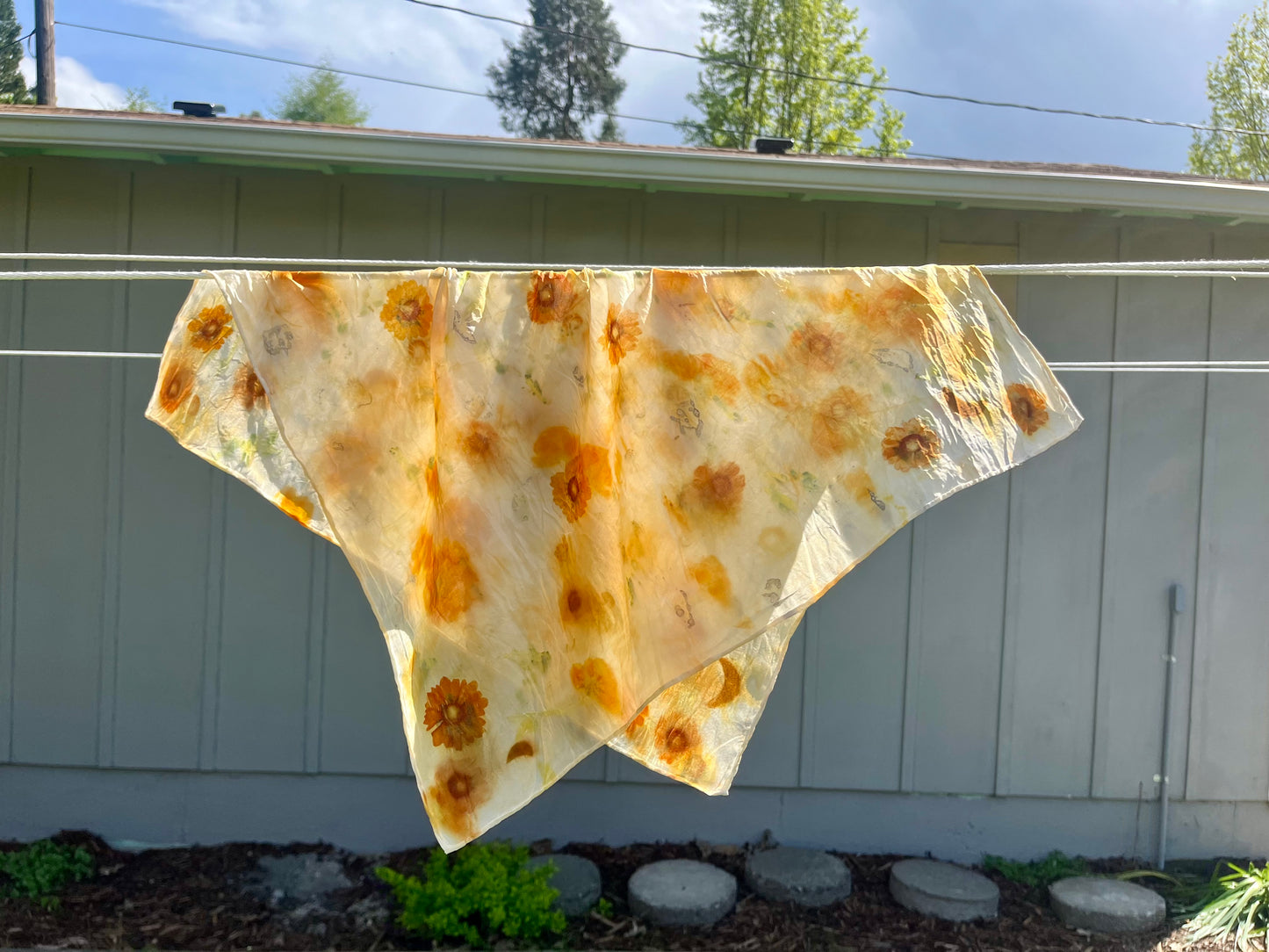 Silk botanical print scarf