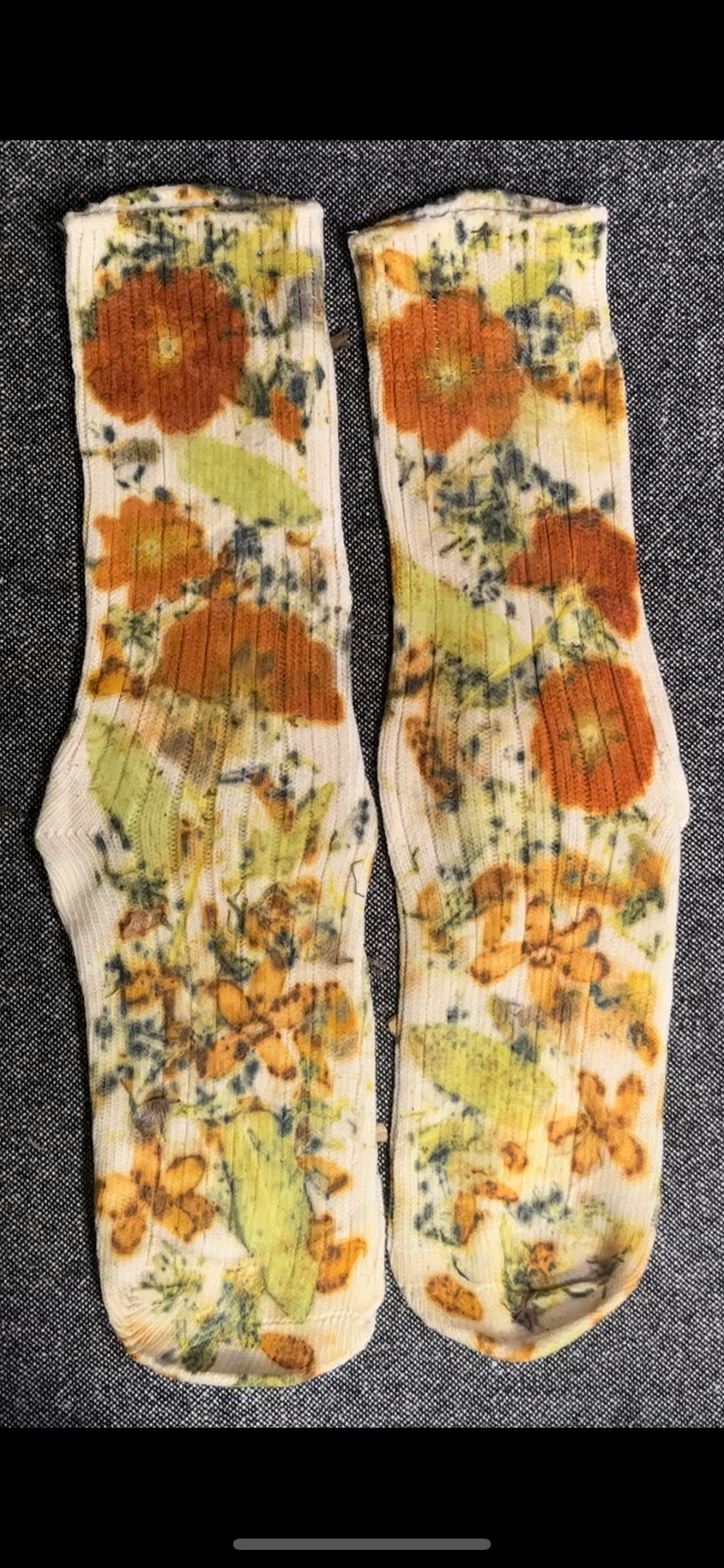 Eco-print cotton socks