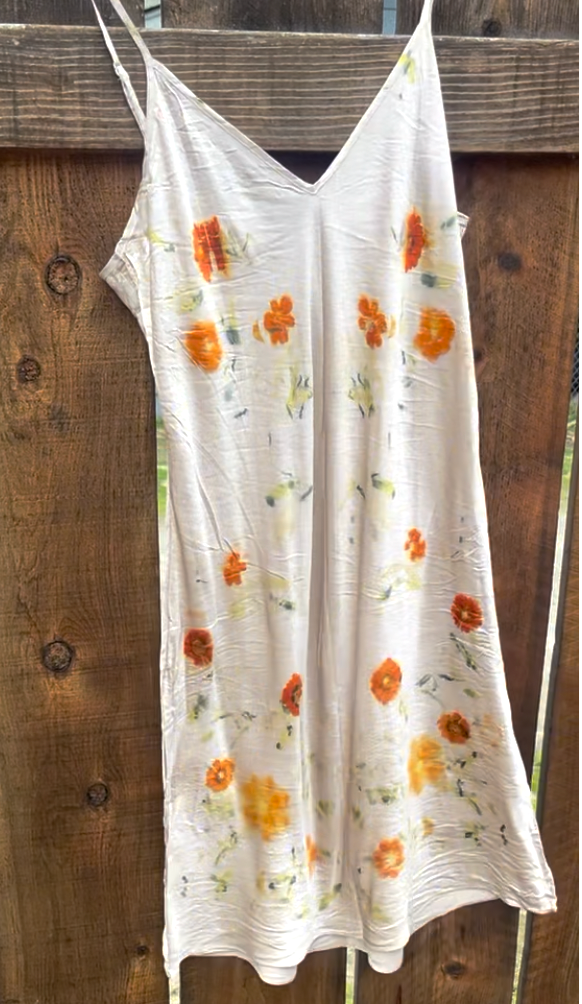 Silk Slip Dress Ecoprint