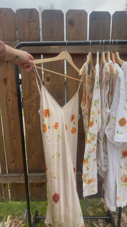 Silk Slip Dress Ecoprint